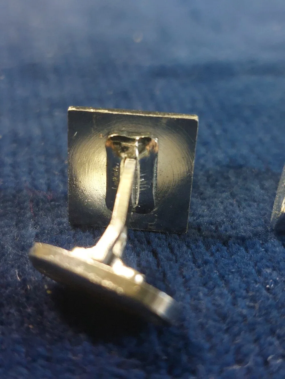 Mid-Century Delft Blue Hand-Painted Silvertone Cufflinks, Estate Jewelry
